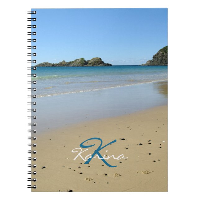 Caderno Espiral Espiral de praia do Oceano Personalizado (Frente)