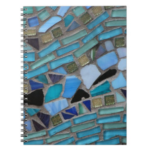 Caderno Espiral Espiral de vidro do mosaico do mar azul