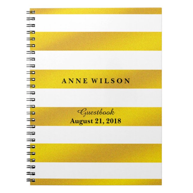 Caderno Espiral Espiral Dourado e Black Strips (Frente)