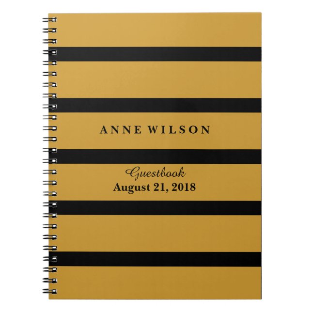Caderno Espiral Espiral Dourado e Black Strips (Frente)