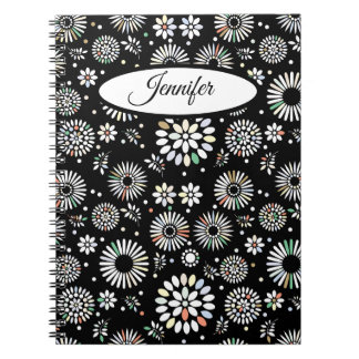 Caderno Espiral Espiral Floral Geométrica