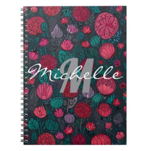 Caderno Espiral Espiral Monograma Preto e Branco Glamouroso