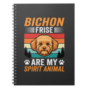 Caderno Espiral Espírito Animal Bichon Frise Cão Retro