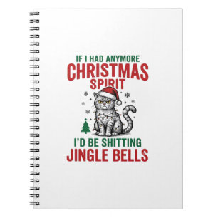 Caderno Espiral Espírito de Gato de Natal Engravura Vintage Engraç