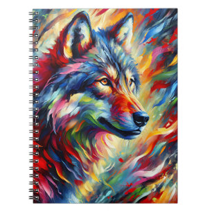 Caderno Espiral Espírito do Lobo Selvagem – Energia Abstrata de Ar