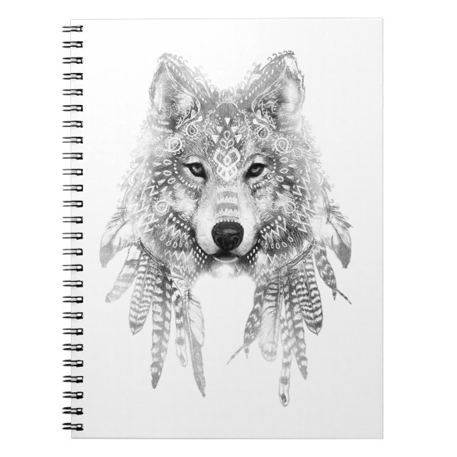 Caderno Espiral Espírito do Lobo Tribal (Frente)