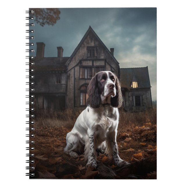 Caderno Espiral Espírito Inglês do Springer Spaniel Halloween (Frente)
