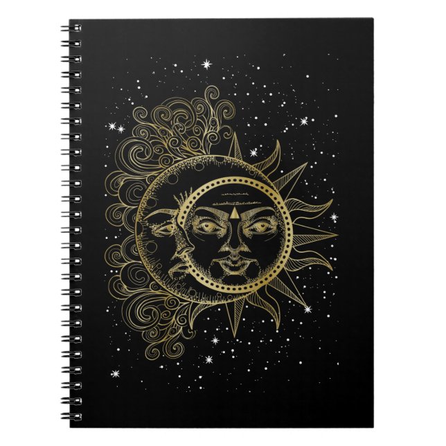 Caderno Espiral Espíritos da Lua Sun Luna Estrelas Aestéticas (Frente)