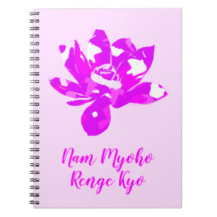 Caderno Espiral Espiritual, cor-de-rosa e branca, Lotus Flower