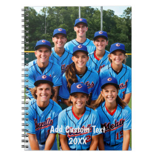 Caderno Espiral esporte de equipe personalizado com fotografia em 