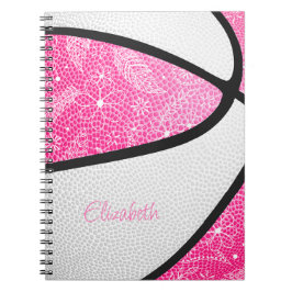 Caderno Espiral Esportes boho desenho penas basquete rosa branco
