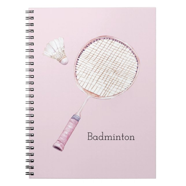 Caderno Espiral Esportes de Badminton Rosa (Frente)