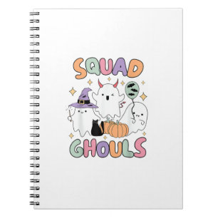 Caderno Espiral Esquadrão de Halloween Fantasmas Criaturas Diverti