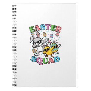 Caderno Espiral Esquadrão de Páscoa Coelho Ovo Frango Dab Equipe C