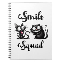 Caderno Espiral Esquadrão de Sorriso com Design de Gatos Engraçado