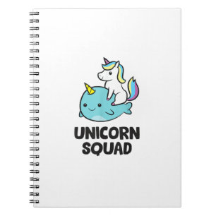 Caderno Espiral Esquadrão de Unicórnios Narval Fofos Camiseta Dive