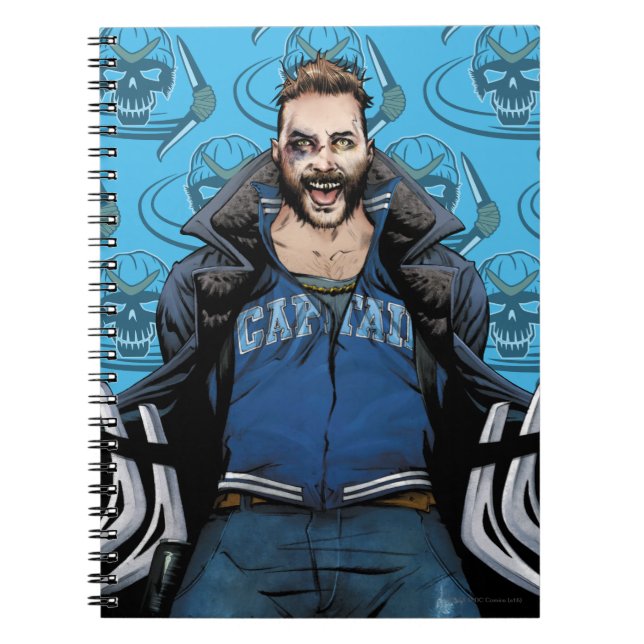 Caderno Espiral Esquadrão Suicida | Boomerang Comic Book Art (Frente)