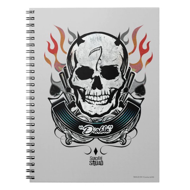 Caderno Espiral Esquadrão Suicida | Diablo Skull & Flames Tattoo A (Frente)