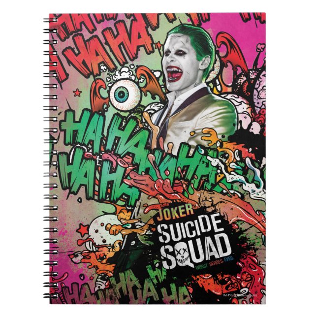 Caderno Espiral Esquadrão Suicida | Grafite de Caracteres de Joker (Frente)