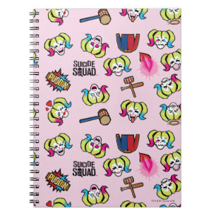 Caderno Espiral Esquadrão Suicida Harley Quinn Emoji Pattern