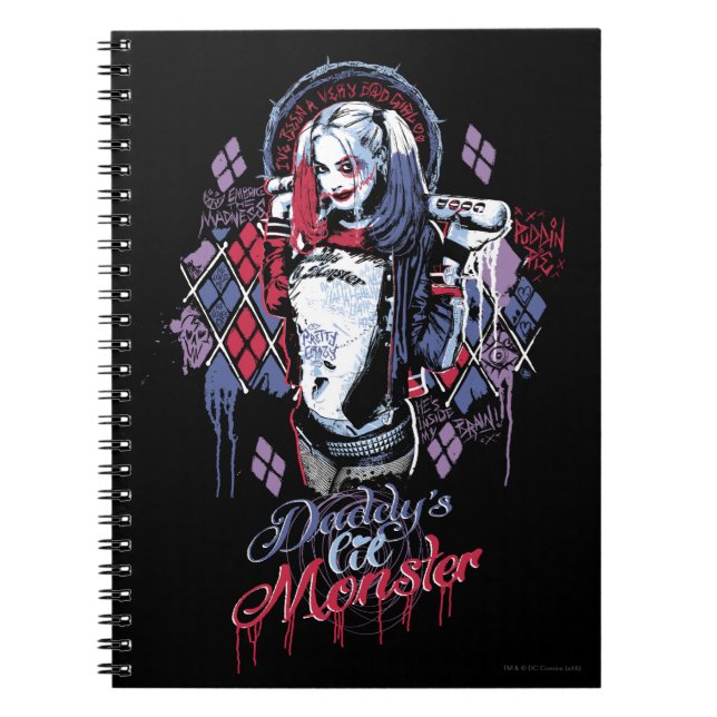 Caderno Espiral Esquadrão Suicida | Harley Quinn Grafite Incluso (Frente)