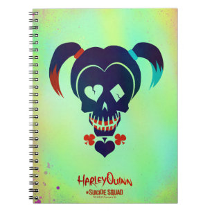 Caderno Espiral Esquadrão Suicida   Ícone da cabeça de Harley Q