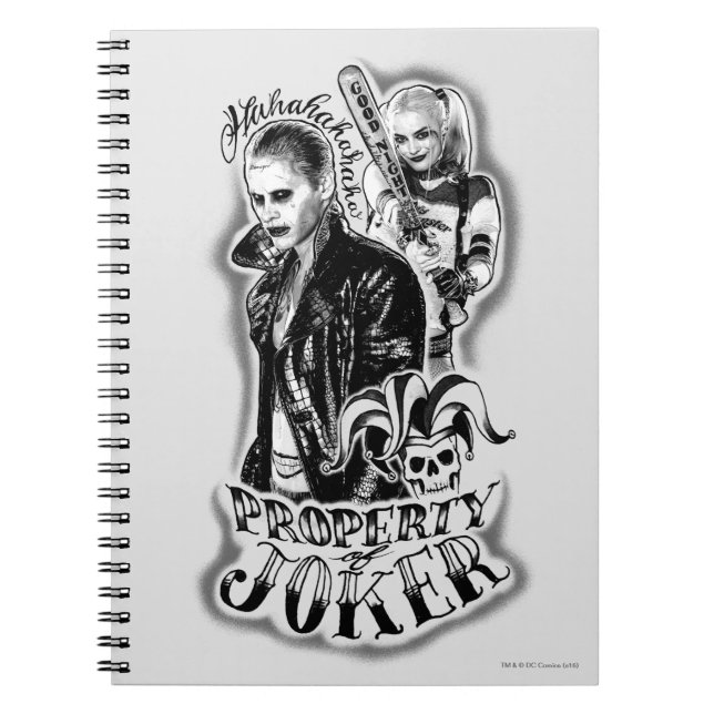 Caderno Espiral Esquadrão Suicida | Joker & Harley Airbrush Tattoo (Frente)