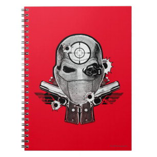 Caderno Espiral Esquadrão Suicida   Máscara de tiro morto e arma
