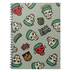Caderno Espiral Esquadrão Suicida   Padrão Emoji De Sinalizador 