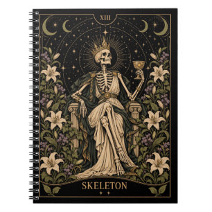 Caderno Espiral Esqueleto, Arte do Tarot Estrelado