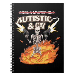 Caderno Espiral Esqueleto Autista e Gay Divertido Conscientização
