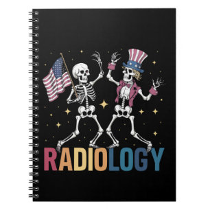 Caderno Espiral Esqueleto Dançante Técnico de Radiologia Patriótic