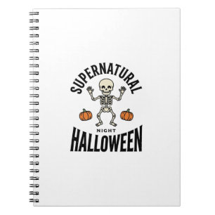 Caderno Espiral Esqueleto de Halloween Supernatural Engraçado Vint
