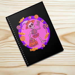 Caderno Espiral Esqueleto de Halloween: Travessura ou Doçura 