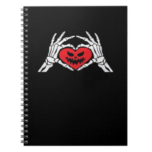 Caderno Espiral Esqueleto Mão Um Halloween Doido De Coração