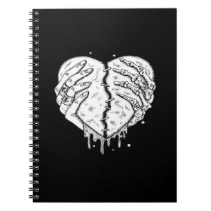 Caderno Espiral Esqueleto Mãos Coração - Gótico Cardíaco Clássico