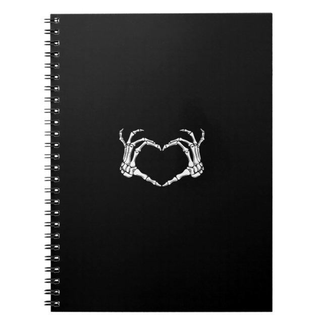 Caderno Espiral Esqueleto Mãos Gráfico Cardíaco (Frente)