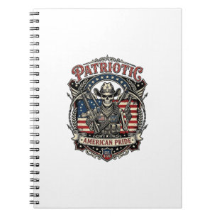 Caderno Espiral Esqueleto Patriótico Cowboy Patriota Escuro Esquel