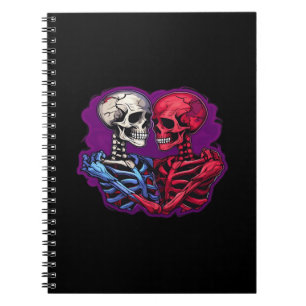 Caderno Espiral Esqueleto Tradicional Americano Segurando Tatuagem