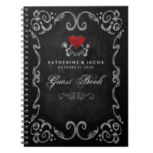 Caderno Espiral Esqueletos do livro de hóspedes do casamento do