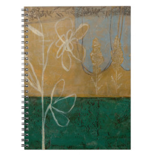 Caderno Espiral Esquema Floral com flor e plantas