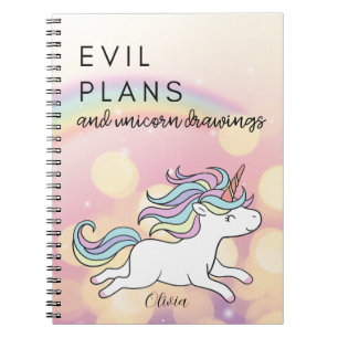 Caderno Espiral Esquemas e faíscas: Planos de Mau e Unicórnios