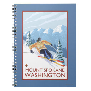 Caderno Espiral Esquiador da neve de Downhhill - montagem Spokane,