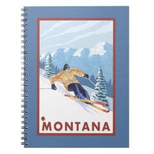 Caderno Espiral Esquiador da neve de Downhhill - Montana