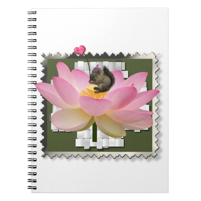 Caderno Espiral Esquilo Adorável Para Bebê 3D Na Flor (Frente)