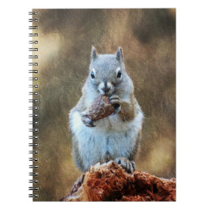 Caderno Espiral Esquilo com um Pine Cone