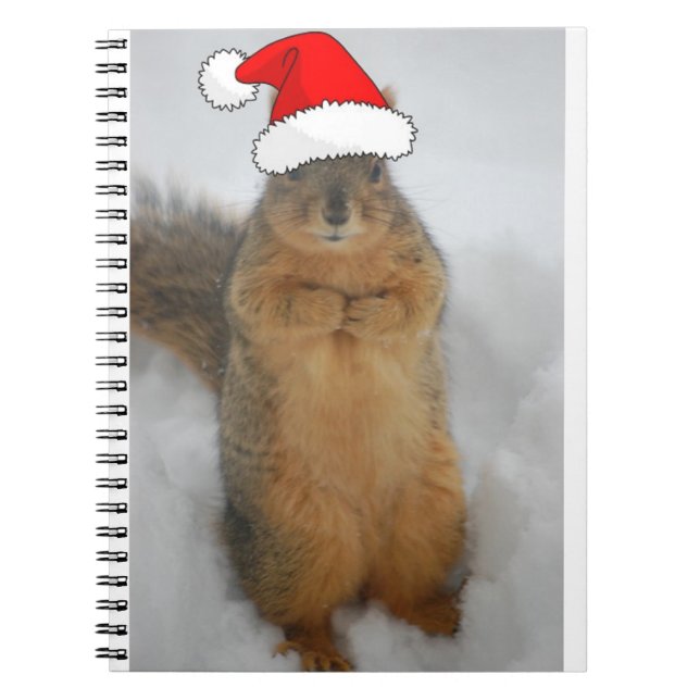 Caderno Espiral Esquilo de Natal com Papais noeis (Frente)