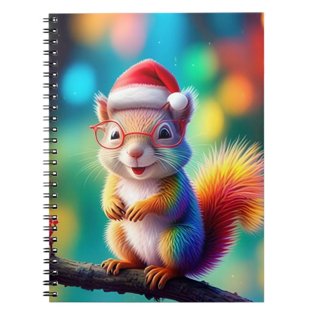Caderno Espiral Esquilo De Natal Como Papai Noel-56765 (Frente)