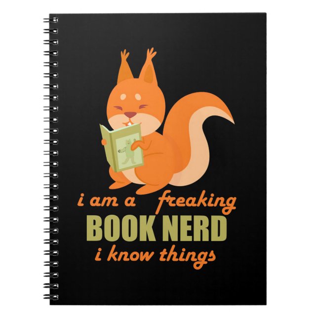 Caderno Espiral Esquilo do Nerd de Livro (Frente)