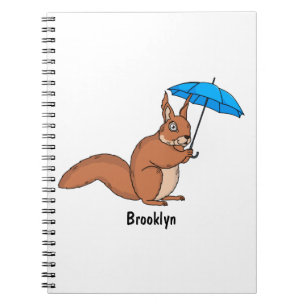 Caderno Espiral Esquilo vermelho bonito com desenho animado